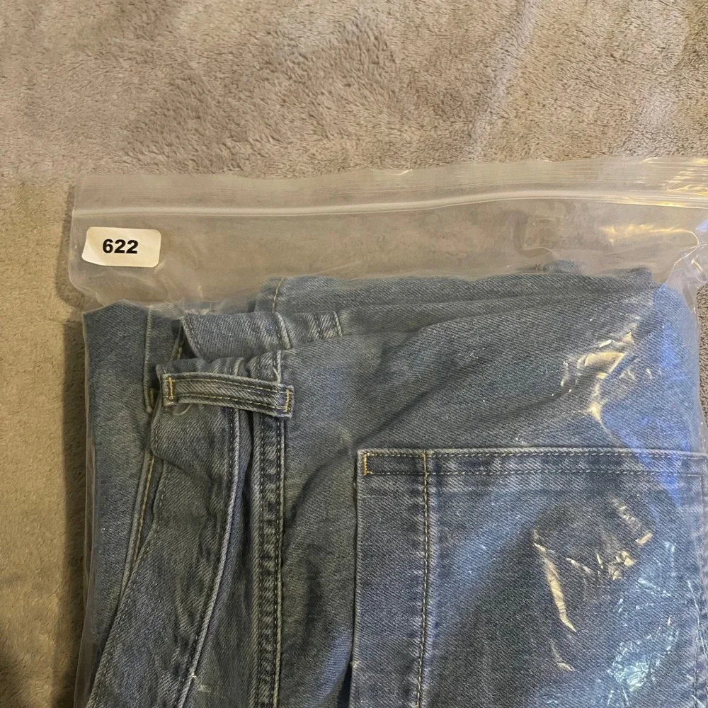 Old Navy Jeans Womens 10 Blue Baggy Wide Leg Cargo Drapey Denim High Rise 33x29